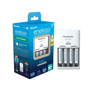 Caricabatterie per batterie NiMH Panasonic BQ-CC51E e 4 batterie Eneloop AAA