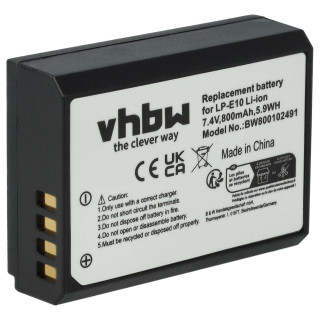 Batteria LP-E10 per Canon EOS 1100 / EOS 1100D / Kiss X50, 800 mAh