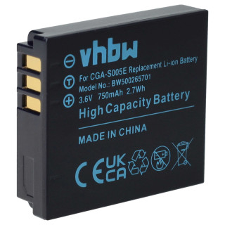 Batteria CGA-S005 per Panasonic Lumix DMC-FC01 / DMC-FX8 / DMC-LX1, 750 mAh