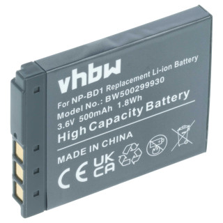 Batteria NP-BD1 per Sony Cybershot DSC-T2 / DSC-T900 / DSC-TX1, 500 mAh Batteria NP-BD1 per Sony Cybershot DSC-T2 / DSC-T900 / DSC-TX1, 500 mAh