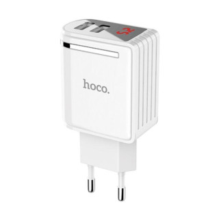 Polnilec / adapter USB, univerzalni, doppio, LED display, 2.4A, bianco