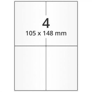 Etichette autoadesive per spedizioni, 105 x 148 mm, A6 su A4, 500 fogli (2000 etichette)