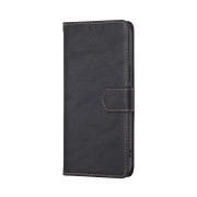 Copertura pieghevole per Apple iPhone 16 di pelle artificiale, nera Copertura pieghevole per Apple iPhone 16 di pelle artificiale, nera